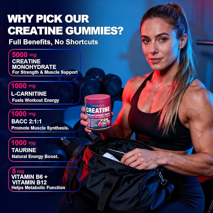 Creatine Monohydrate Gummies for Men &amp Women 8500MG Creatine Gummies Sugar Free Mixed Flavored with L-Taurine BCAA 2:1 B12 B6 for Boost Strength Focus &amp Endurance Vegan Non-GMO 120pcs