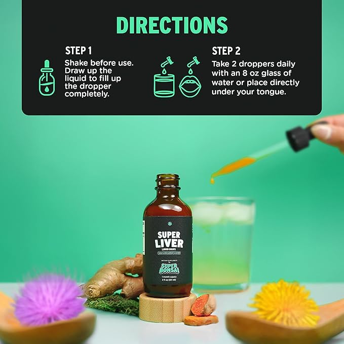 SUPERBONSAI Super Liver Support with Milk Thistle - All Natural Liver Cleanse Detox &amp Repair Aid - Doctor-Formulated Liver Supplement - Liquid Herbal Formula for Liver Health - 2 Month Supply (2 P