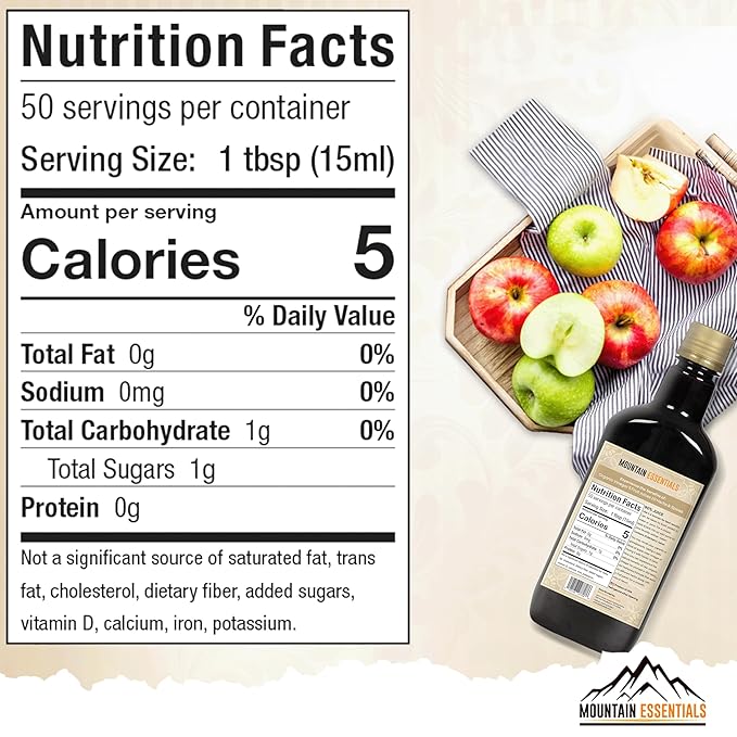 MOUNTAIN ESSENTIALS Apple Cider Vinegar with Fruit Juice Blend Naturally Crafted Beverage Made with Organic Ingredients Ready to Drink 25 fl oz 50 Servings per Container 1 Pack