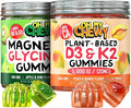 Magnesium + D3K2 Gummies Bundle – 2 Bottles (60 Each) – Apple Kiwi &amp Peach Mango