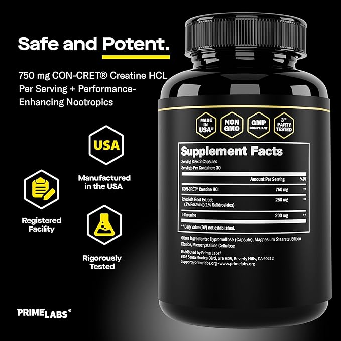 Prime Labs Organic Black Maca Capsules (60 ct) + Creatine HCl Capsules (60 ct)