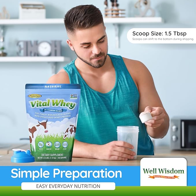 Grass-Fed Whey Protein Powder for Immune Vitality Natural Cocoa 2.5lbs (56 Servings) 15g Protein Per Serve Vital Whey Clean Holistic Wellness Nutrition