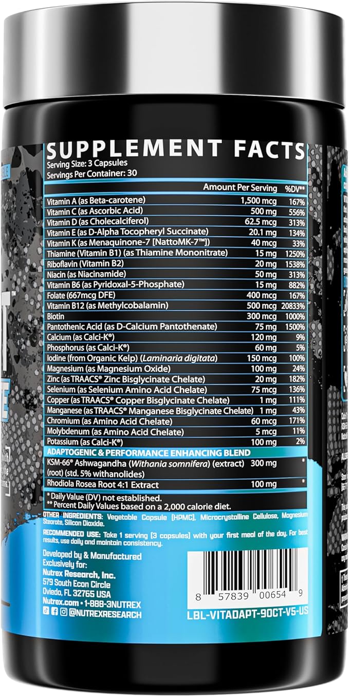 Nutrex Research Anabol Hardcore &amp Vitadapt Complete Sports Multivitamin with KSM-66 Ashwagandha
