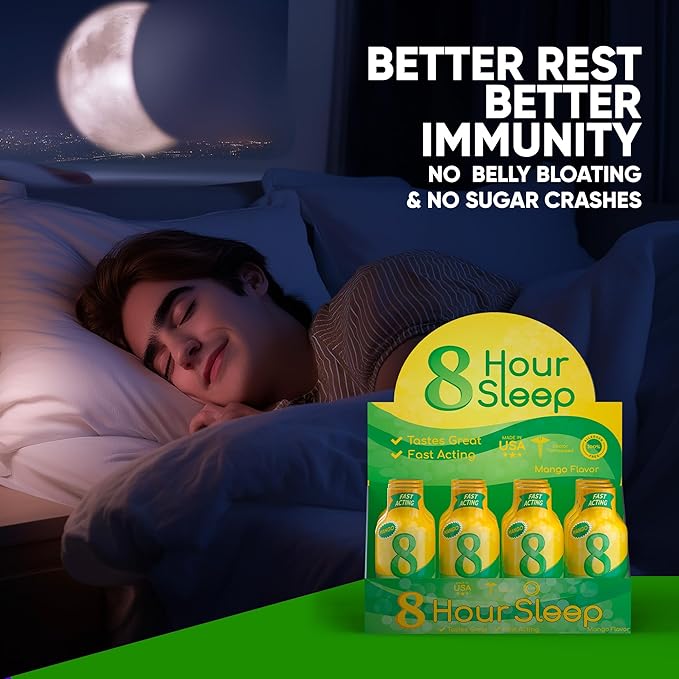 Vitamin Energy 8 Hour Sleep Shot Mango 24 Pack Melatonin 5-HTP GABA Valerian Lavender Nighttime Relaxation &amp Sleep Support Supplement Zero Sugar Vegan Gluten-Free Kosher 1.93 fl oz