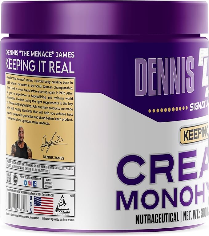 DENNIS JAMES Signature Series Creatine Monohydrate | 300g | 100 Servings | Premium Micronized Creatine for Strength Muscle Growth &amp Recovery