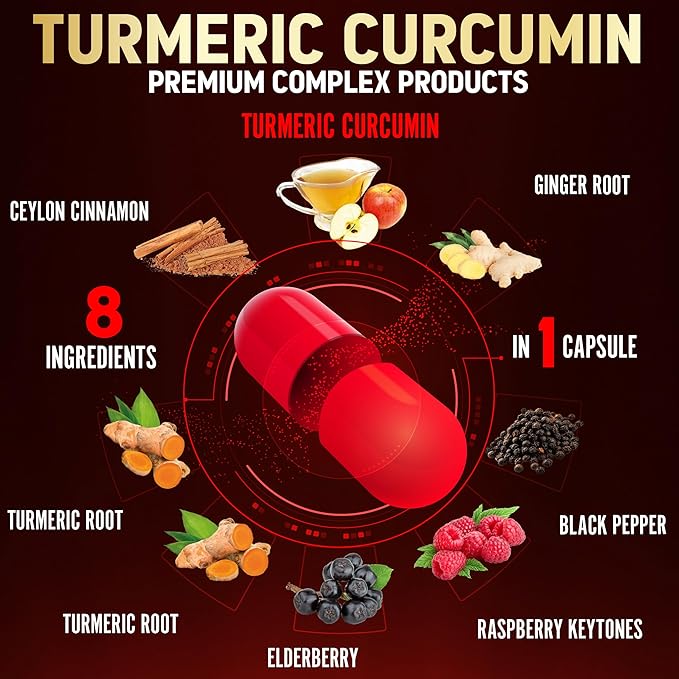2packs 90 Capsules Turmeric Curcumin + Apple Cinder Vinegar Capsules 6 Month Supply with Ashwagandha Ginger 95% Standardized Curcuminoids Joint &amp Absorption Support