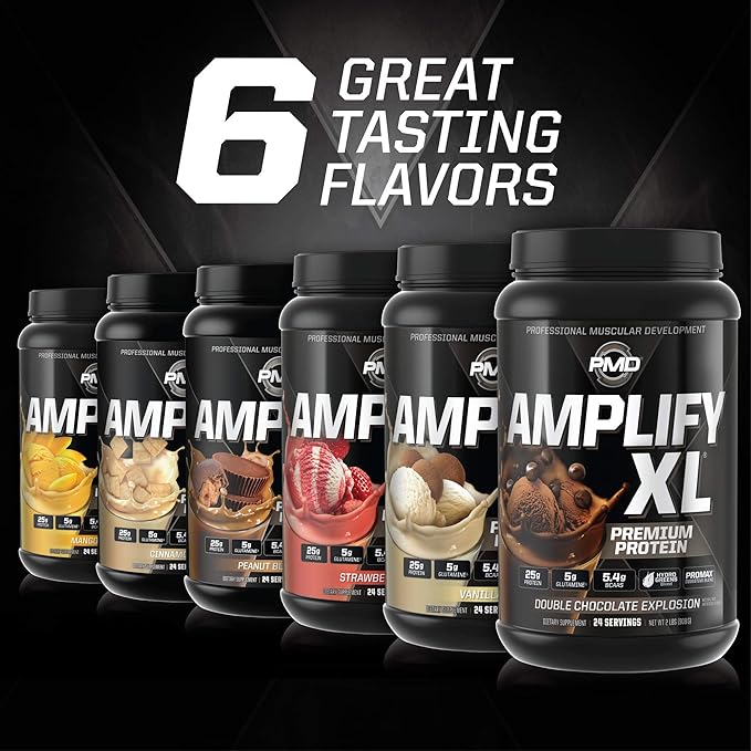 PMD Sports Amplify XL Premium Whey Protein Supplement Hydro Greens Blend - Glutamine and Whey Protein Matrix with Superfood for Muscle Strength and Recovery - Toffee Macchiato (24 Servings)