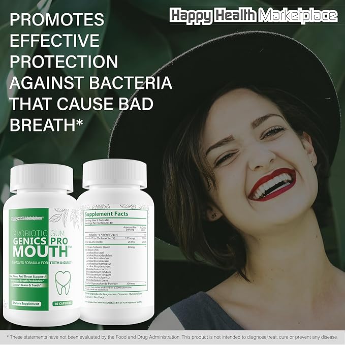 Probiotic Gum Genics Pro Mouth - Our Best Oral Probiotics for Teeth and Gums - Healthy Gumgenics Teeth Health Supplement - Best Breath Oral Probiotic Teeth Enamel Support - Healthy Teeth Probiotic