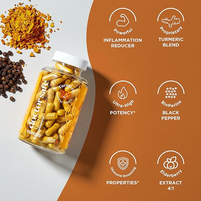 Turmeric Curcumin with 95% Curcuminoids &amp BioPerine Black Pepper | 1500mg | Joint Support Supplement | Non-GMO Gluten-Free - 240 Capsules