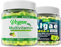 Vegan Omega 3 Gummies 1000mg with Vegan Multivitamin for Women Men with Iron Vitamin B12 A D3 K2 Algae Omega 3 Magnesium Zinc