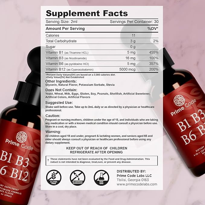Prime Code Iron Gummies for Women &amp Men with Vitamin B12 Liquid Vitamin B1 Drops with Vitamin B3 B6 &amp B12 Liquid Vitamin A Supplement for Women &amp Men with Vitamin C E and D3