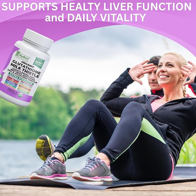 Glutathione NAC Milk Thistle Supplement | Liver Health Support | 32-in-1 Herbal Antioxidant Formula with Chanca Piedra Turmeric Dandelion Root Beet Root &amp Zinc | Halal Vegan Organic Daily Welln