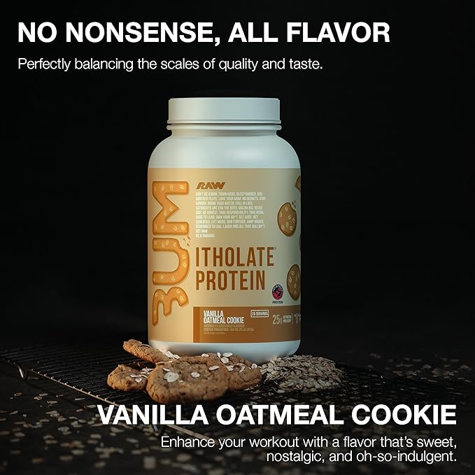 RAW Whey Isolate Protein Powder Vanilla Oatmeal Cookie (CBUM Itholate Protein) - 100% Grass-Fed Sports Nutrition for Muscle Growth &amp Recovery - Low-Fat Low Carb Naturally Flavored - 25 Servings
