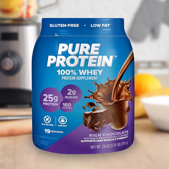Pure Protein 100% Whey Protein Powder Rich Chocolate 25 g Protein 1.75 lb (Packaging May Vary)