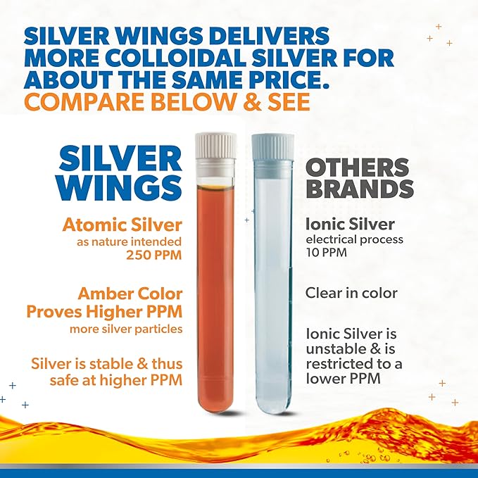 Natural Path Silver Wings Colloidal Silver Liquid - Enhanced Immune Support Supplement - 250ppm (1250mcg) - 32oz