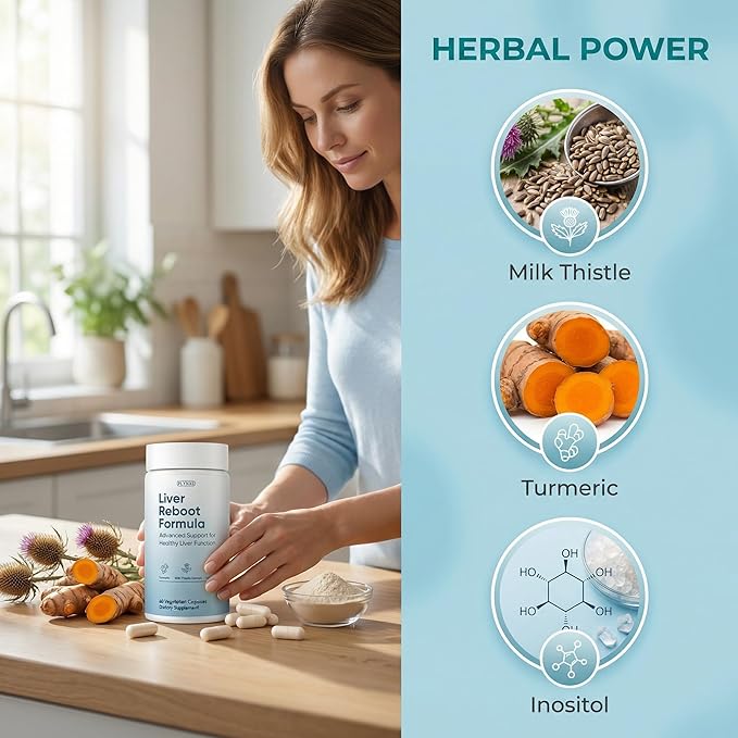 Liver Support Supplement Capsules Liver Health Milk Thistle Extract with Turmeric &amp Inositol Antioxidant &amp Daily Wellness Support Vegetarian Capsules 60 Count