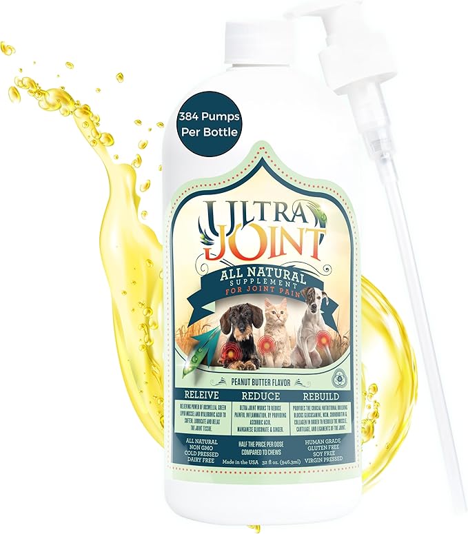 Ultra Joint - Liquid Joint Support Supplement for Dogs with Glucosamine &amp Chondroitin - Pain Relief from Arthritis &amp Inflammation (32 oz)