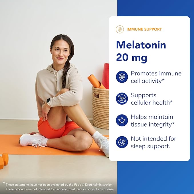 Pure Encapsulations Melatonin 20 mg - Not Intended for Sleep Support - for Immune System &amp Healthy Cells - 99.5% Purity Melatonin - Gluten Free &amp Non-GMO - 60 Capsules