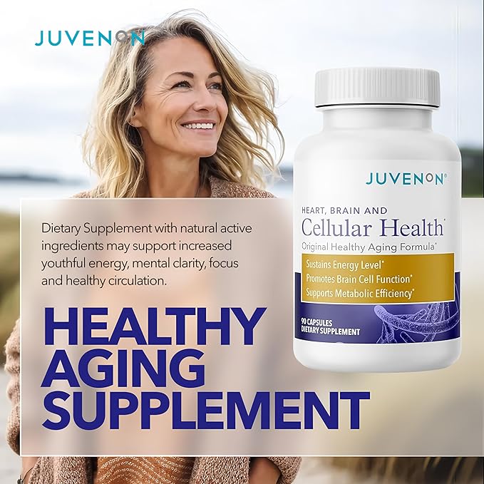 Juvenon Cellular Health Supplement - Energy Focus &amp Healthy Aging for Heart Brain Cell &amp Metabolism | Acetyl L-Carnitine ALCAR Alpha Lipoic Acid ALA Biotin | NAD+ Support Capsules 90 Cou
