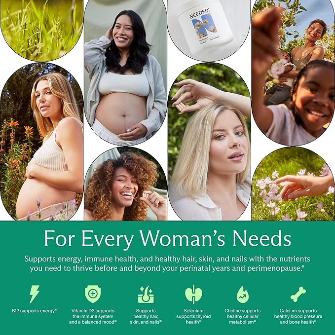Needed. Multivitamin for Women with 22 Vitamins Minerals and Antioxidants - Daily Womens Multivitamin - Vitamin B12 B6 D3 4000IU Choline Biotin Magnesium Folate and More (60 Count)