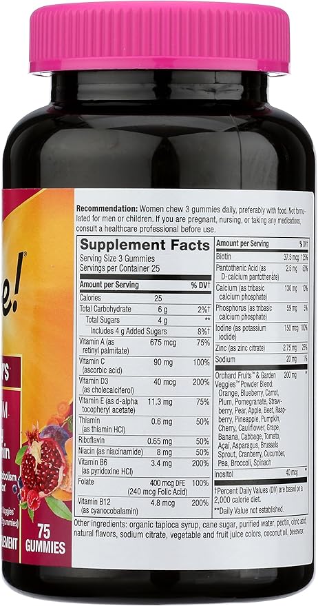 Nature's Way Alive!a Womenas Premium Gummy Multivitamin Fruit and Veggie Blend 75 Gummies