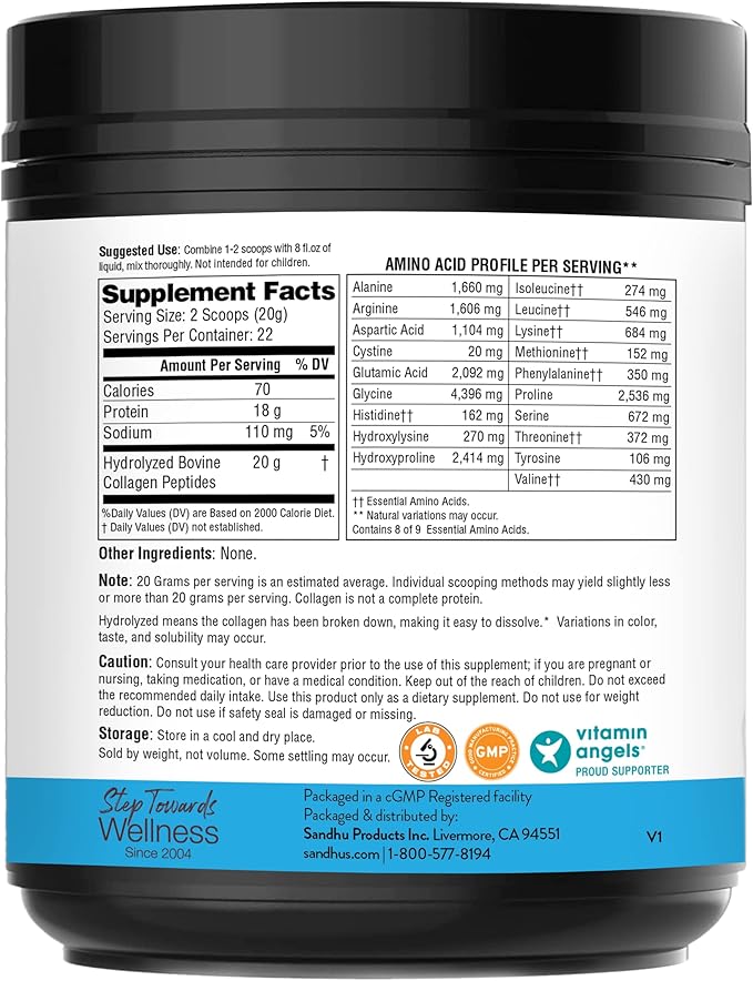 Sandhu's Collagen Peptides Powder &amp Curcumin with Bioperine| Supports Immune Function