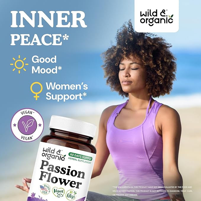 Wild &amp Organic Skullcap 60 Capsules &amp Passion Flower 60 Capsules