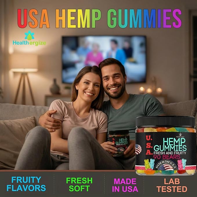 Hemp Gummies for Sleep and Calm Peace and Relaxation Fruity Flavors Hempoil Candy Natural Hemp Oil Gummy Bears Edibles-Made in USA-90 Bears
