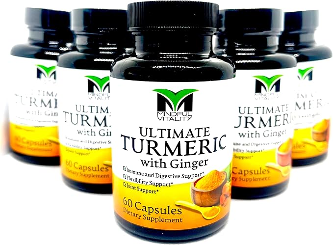 Ultimate Turmeric with Ginger 60 Capsules 500mg Organic Turmeric Joint and Immune Support Supplement