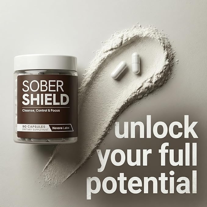 Sober Shield | All-in-One Detox &amp Craving Support – Focus Mood &amp Motivation Support for Quitting Bad Habits – Full Body Detox Cleanse – Anti Alcohol Supplement &amp More – 90 Capsules