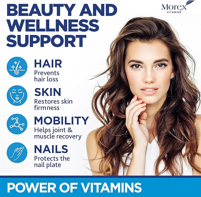 Biotin Gummies with Collagen &amp Keratin - Hair Growth Support Skin and Nail Strength Vitamins for Women &amp Men - Vitamin B7 + B-Complex MSM Bamboo Extract - Beauty Chew Supplement - 60 Gummy