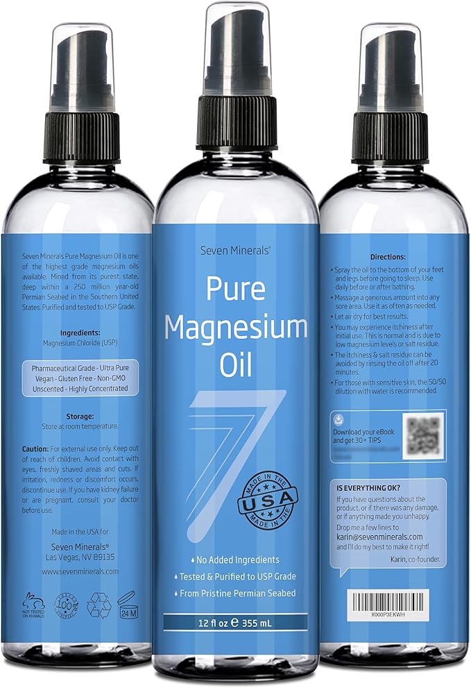 Seven Minerals Pure Magnesium Oil &amp Pure Magnesium Oil with Aloe Vera