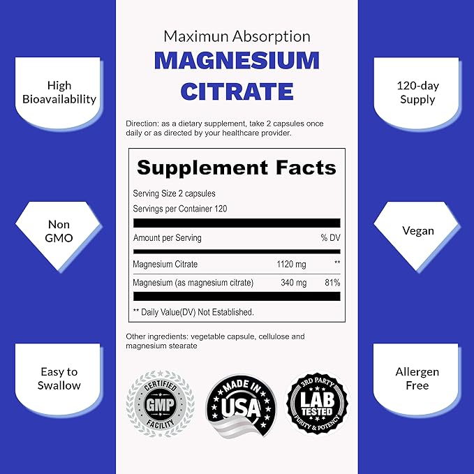 UpNourish Magnesium Citrate 1120mg and Liposomal Vitamin D3 5000IU K2 100mcg Bundle