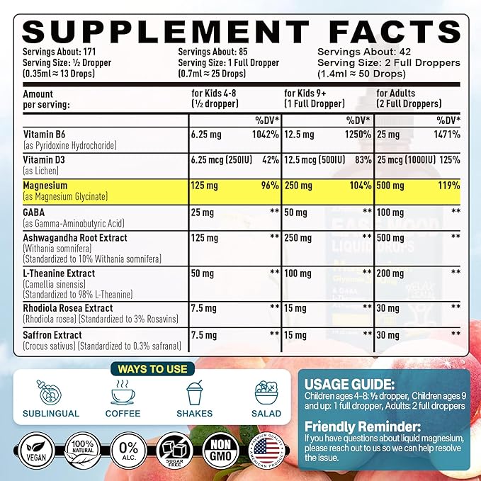 Magnesium Glycinate Liquid Drops for Kids &amp Omega 3 Gummies