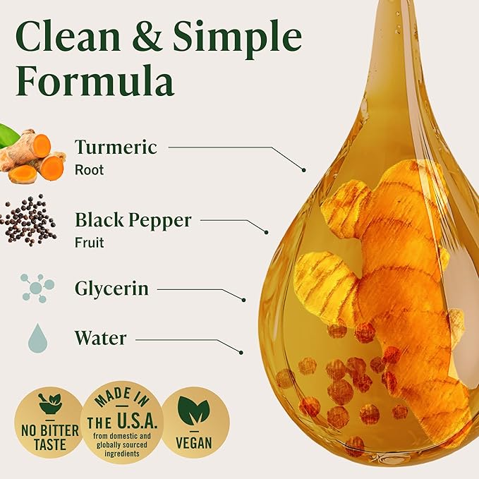 HERBAMAMA Turmeric Liquid Drops - Vegan Immune Digestive &amp Mobility Support with Turmeric Curcumin with Black Pepper Extract - Non-GMO Alcohol &amp Sugar-Free Antioxidant Supplement - 56-Day Su