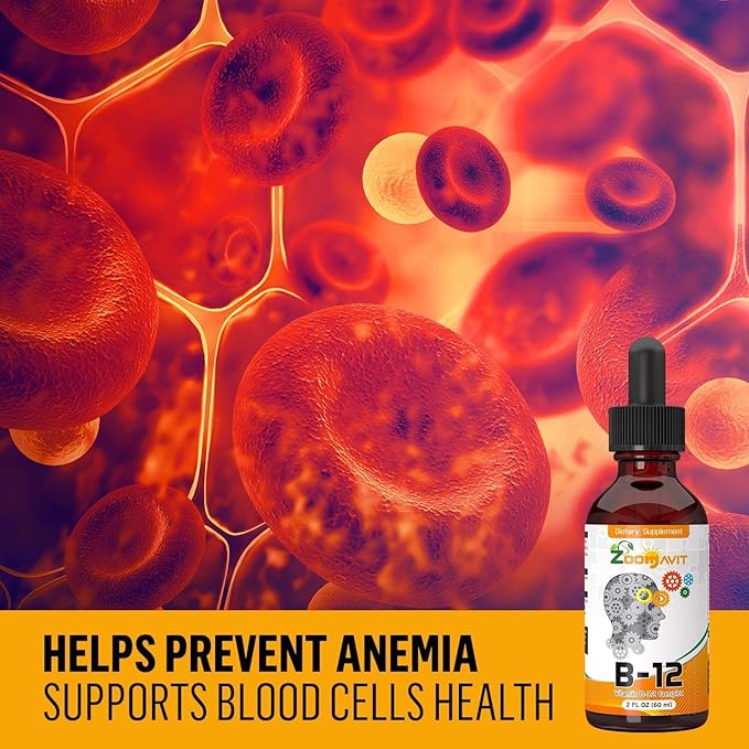 Vitamin B Complex Liquid Drops with Fast Absorption - Super B Liquid Complex Vitamins B2 B3 B5 B6 &amp B12 - Natural Energy Boost Mental Focus &amp Healthy Immune System
