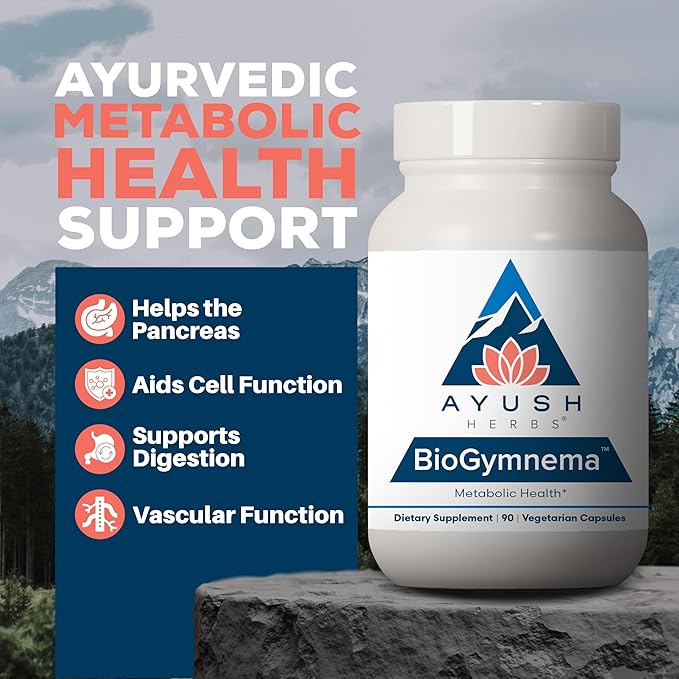 Ayush Herbs BioGymnema - Metabolic Vitamin &amp Herb Blend Metabolic Health Supplement for Women &amp Men with Biotin Berberine Bitter Melon &amp Gymnema Nutrient Support - 90 Vegetarian Capsul