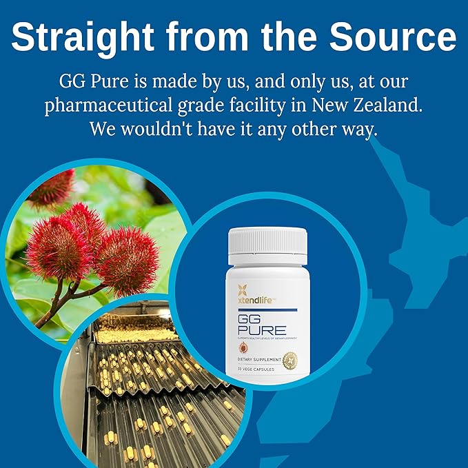 Xtendlife GG Pure Geranylgeraniol for CoQ10 Bone Muscle &amp Heart Support - 150mg GG Gold from Annatto Seeds - Ideal for Statin Users - 2 Month Supply (Pack of 2)