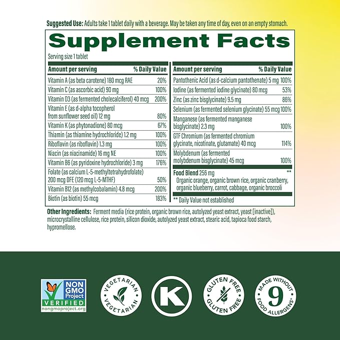 MegaFood Women Over 55 One Daily Supports Optimal Health and Wellbeing Multivitamin and Mineral Dietary Supplement Vegetarian 60 tablets (60 servings)