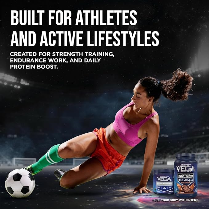 Vega Creatine Monohydrate Powder 17.6oz (100 Servings) Sport Protein &amp Recovery Chocolate Protein Powder 1.8lbs - Plant-Based Protein and Muscle Support