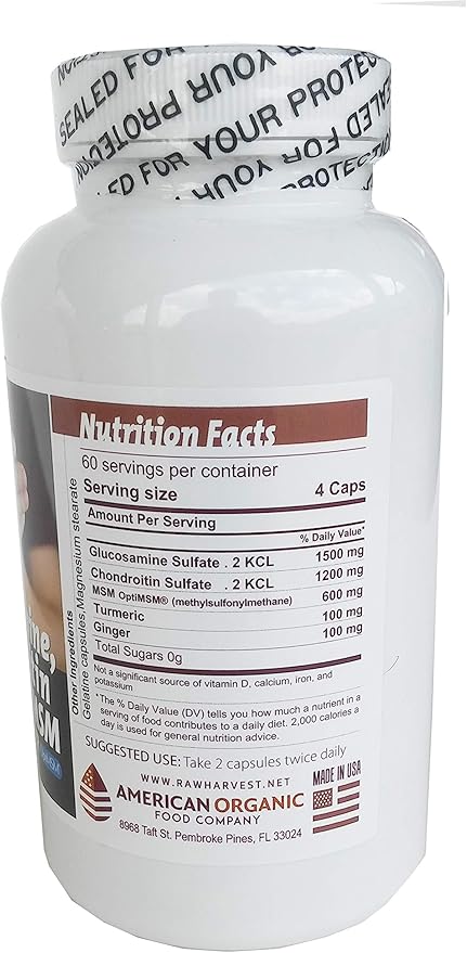 Glucosamine &amp Chondroitin with MSM Turmeric Ginger 240 Capsules 1500 mg per Serving