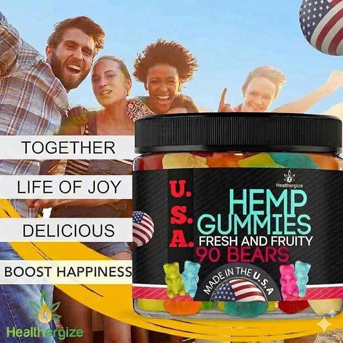 Hemp Gummies for Sleep and Calm Peace and Relaxation Fruity Flavors Hempoil Candy Natural Hemp Oil Gummy Bears Edibles-Made in USA-90 Bears