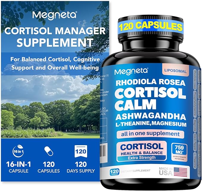Cortisol Balance &amp Sleep Support for Women &amp Men – Natural Calm Formula with Magnesium Ashwagandha &amp L-Theanine – Supports Restful Sleep Relaxation Focus &amp Healthy Cortisol Levels –
