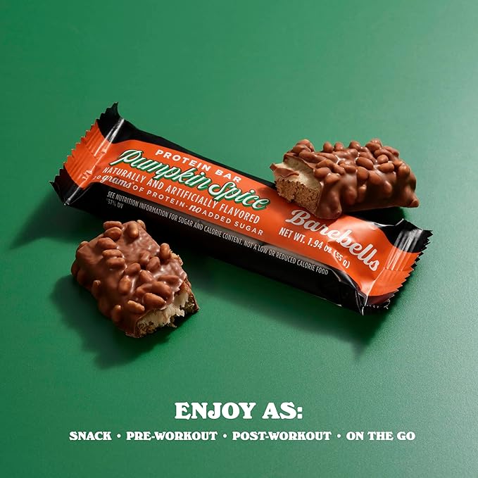 Barebells Protein Bars Pumpkin Spice – 12 Count 20g High Protein Treats – Seasonal Pumpkin Spice Nutrition Bar with Low Sugar – On-The-Go Breakfast or Post-Workout Snack
