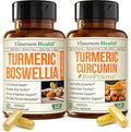 Turmeric Boswellia + Turmeric Curcumin Supplement Bundle – Organic Turmeric Ginger Root + Tumeric Extract (95% Curcuminoids) for Joint Support &amp Digestive Health - Pure Curcumin with Black Pepper