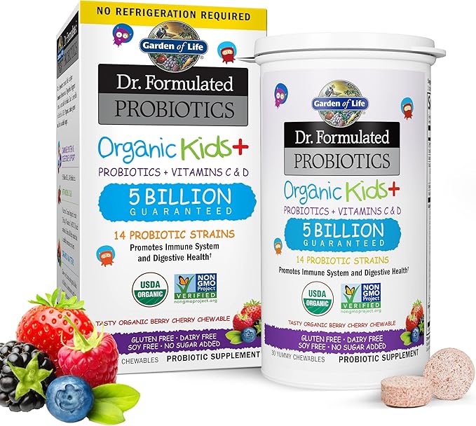 Garden of Life Dr Formulated Probiotics Immune Support &amp Dr. Formulated Probiotics Organic Kids+ Plus Vitamin C &amp D