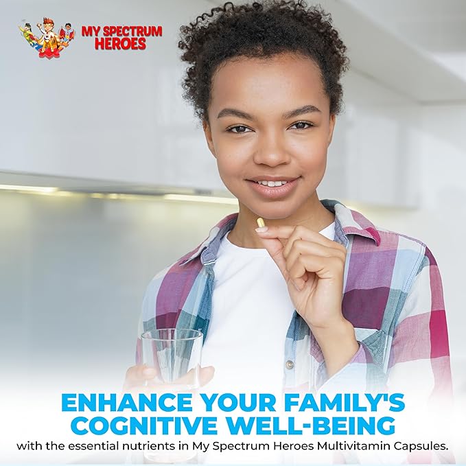 My Spectrum Heroes Children's Multivitamin Supplement - Acetyl-l-carnitine Choline Coenzyme Q10 Inositol MSM MTHF NAC for Daily Nutritional Help and Cognitive Health (150 Capsules)