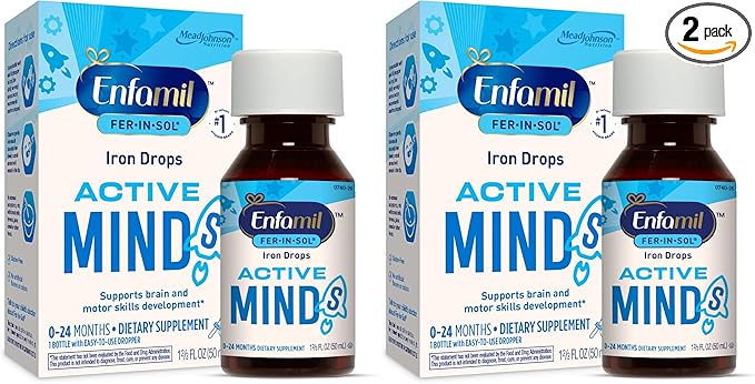 Enfamil Fer-in-Sol Iron Supplement Drops for Infants 50 mL Dropper Bottle (Pack of 2)