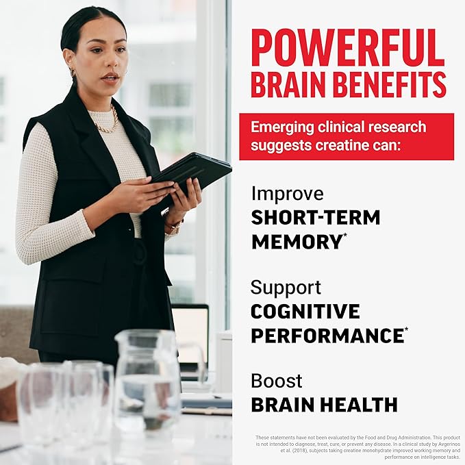 Force Factor Creatine Monohydrate Powder 5g Micronized Dose to Support Muscle Growth Strength Recovery Cognitive Health &amp Working Memory Raspberry Lemonade 100 Servings