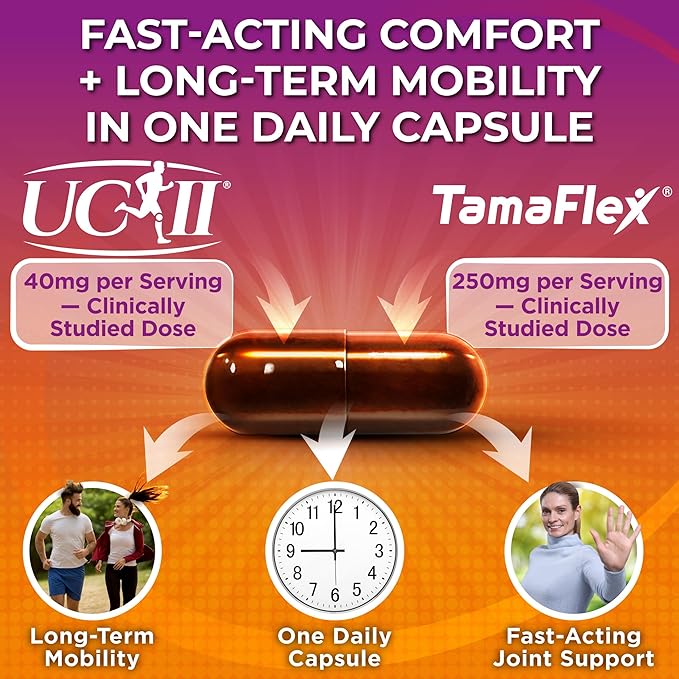 Joint Support Supplement with UC-II® &amp TamaFlex® – Undenatured Type II Collagen Turmeric &amp Tamarind for Joint Health Flexibility &amp Mobility – Natural Cartilage Support – Glucosamine-Free